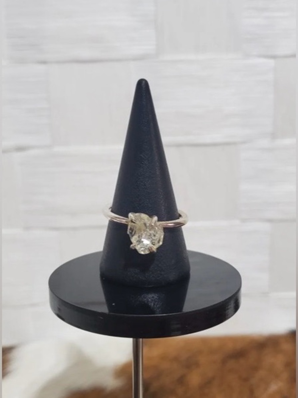 925 Sterling Silver Raw Herkimer Diamond Ring